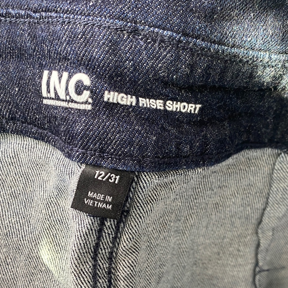 INC International Concepts Dark Indigo High-Rise Jeans with Gold Buttons - Picture 3 of 4